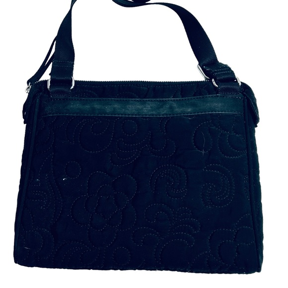 Vera Bradley Front Envelope Closure Cross Body Bag Black Quilted - Picture 4 of 11